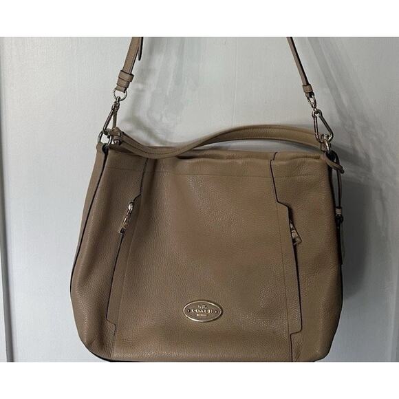 Coach Large Scout Tan Pebbled Leather Hobo Bag $295 MSRP - Picture 5 of 13